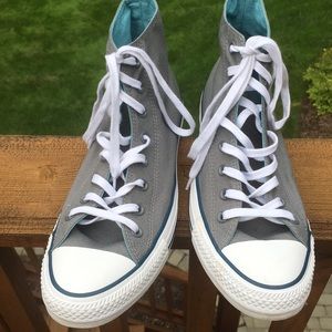 Gray converse all star shoes.  Last call!